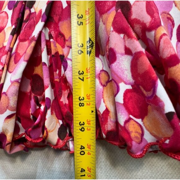 Glamour Womens A-Line Dress Size 6 Red PInk Spotted Design Bottom Ruffle - Picture 9 of 14